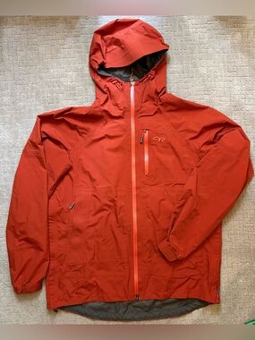 Outdoor Research Foray Men’s XL GORE-TEX Hooded Rain Jacket Air Vents Full Zip